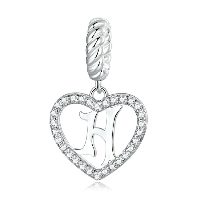 Alphabet A - Z Heart Dangle Charm | CZ