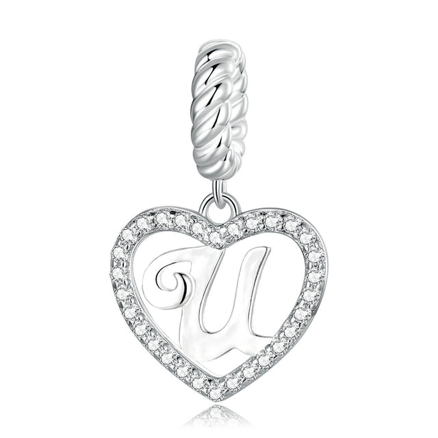 Alphabet A - Z Heart Dangle Charm | CZ