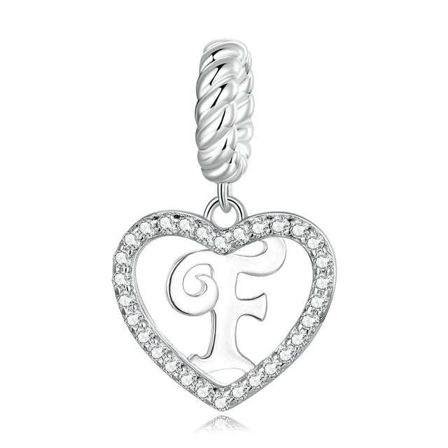 Alphabet A - Z Heart Dangle Charm | CZ