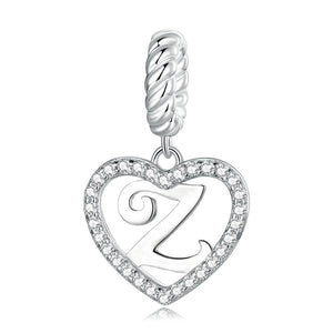 Alphabet A - Z Heart Dangle Charm | CZ