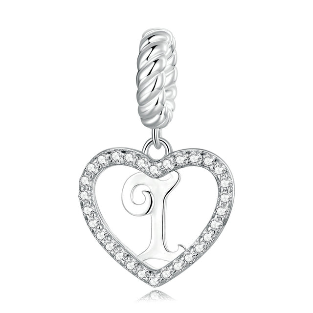 Alphabet A - Z Heart Dangle Charm | CZ