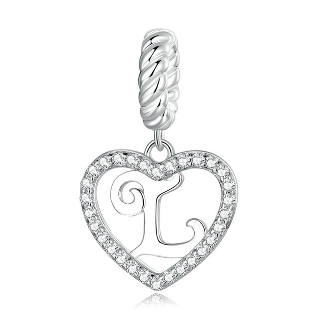 Alphabet A - Z Heart Dangle Charm | CZ