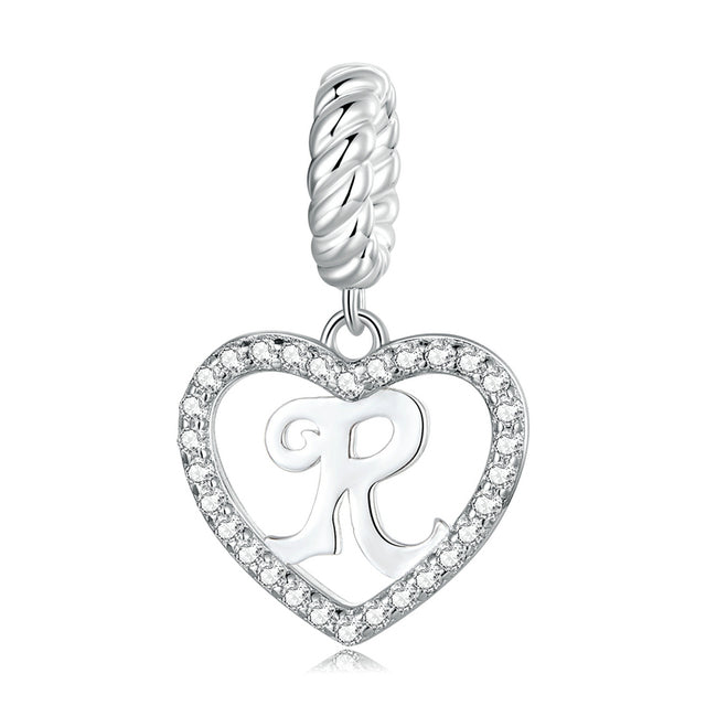 Alphabet A - Z Heart Dangle Charm | CZ