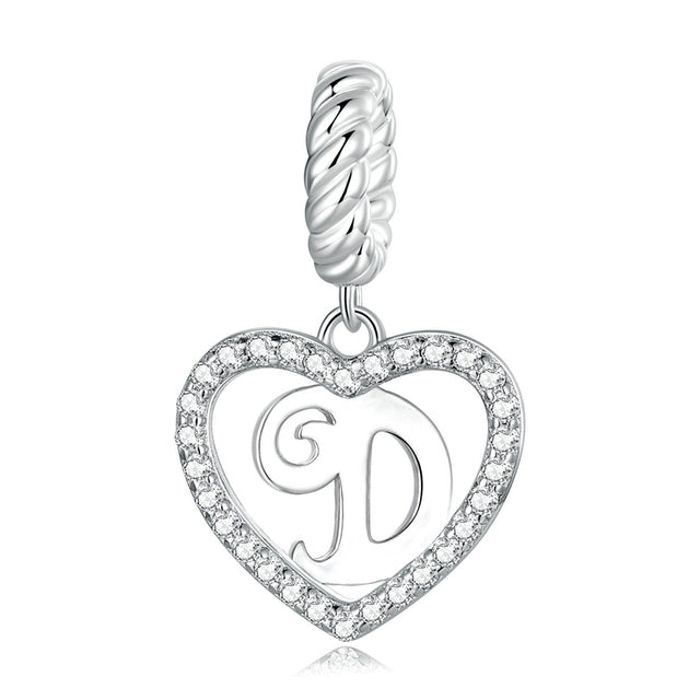 Alphabet A - Z Heart Dangle Charm | CZ