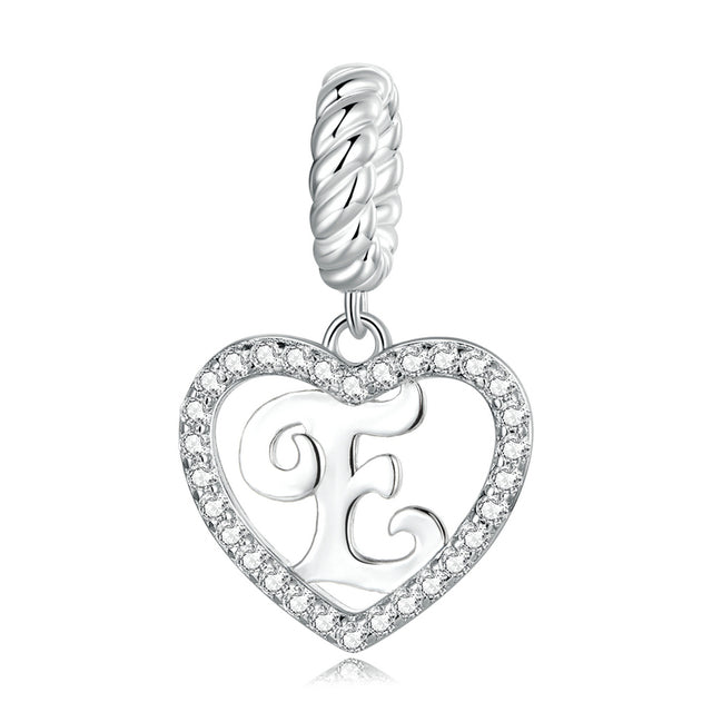 Alphabet A - Z Heart Dangle Charm | CZ