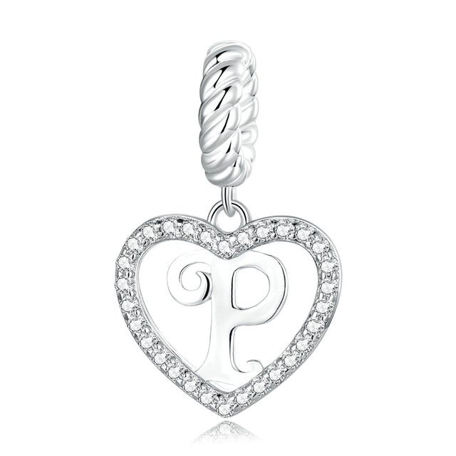 Alphabet A - Z Heart Dangle Charm | CZ