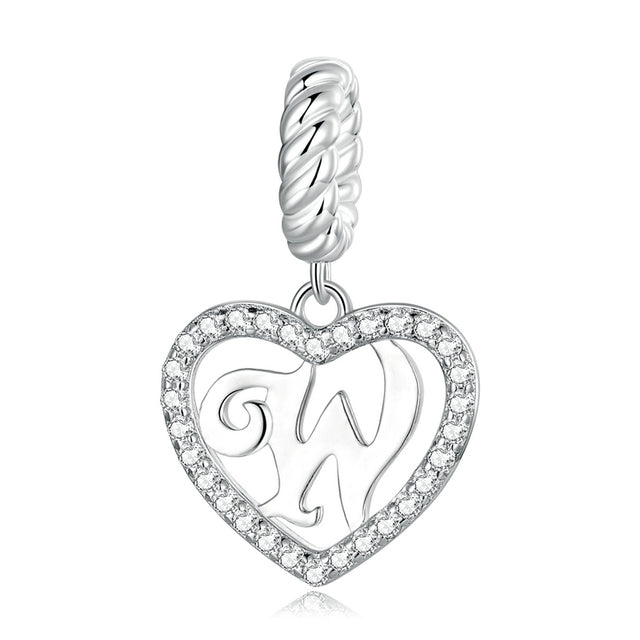 Alphabet A - Z Heart Dangle Charm | CZ