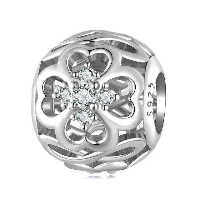 Four Leaf Clover Round Charm | CZ