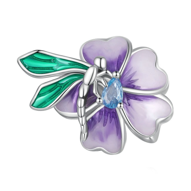 Flower &amp; Dragonfly Charm | CZ EN
