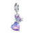 Exquisite Pearlescent Butterfly & Heart Dangle Charm | CZ EN