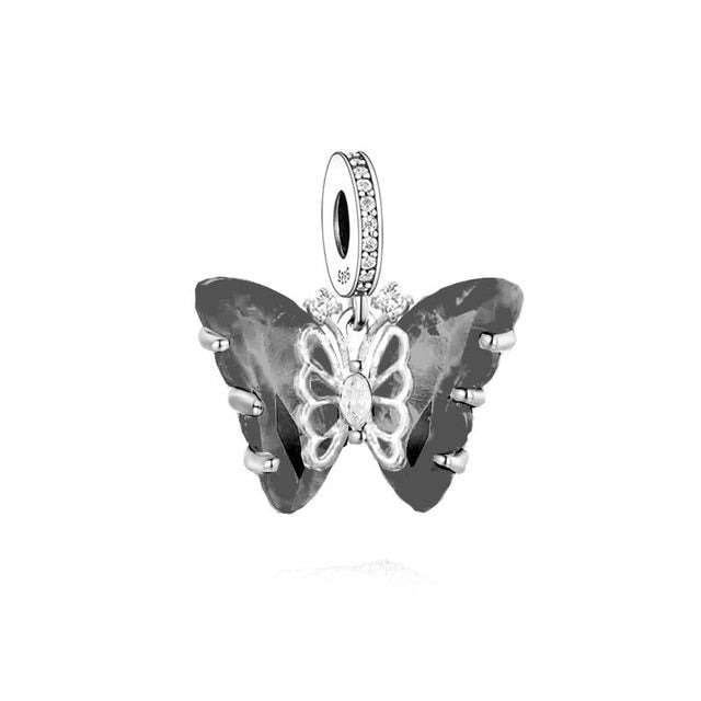 Large Black Butterfly Dangle Charm | CZ