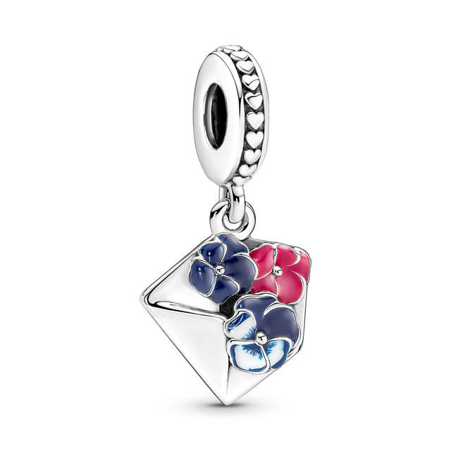 Love Letter with Flowers Dangle Charm | EN