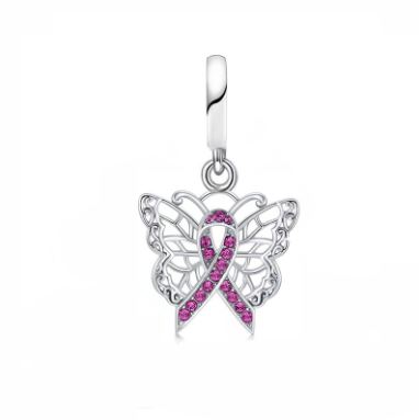 Cancer Awareness Butterfly Dangle Charm | CZ