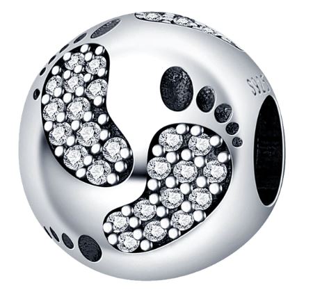 Baby Feet Round Charm | CZ