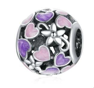 Pink &amp; Purple Hearts Round Charm | EN