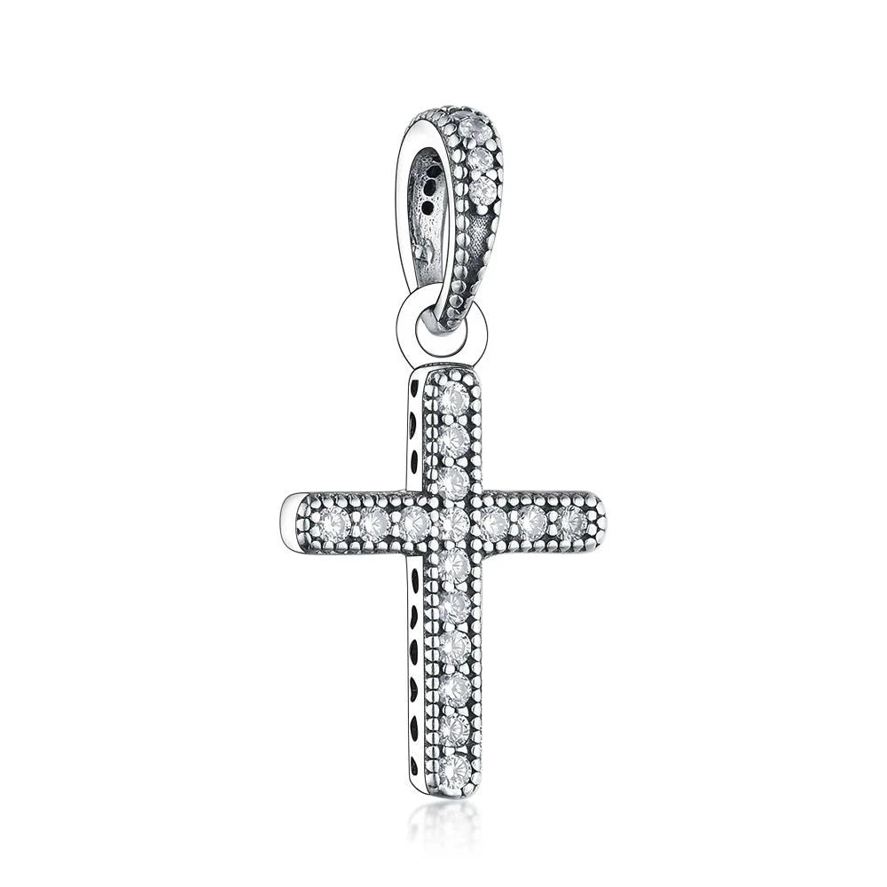 Detailed Cross Dangle Charm | CZ