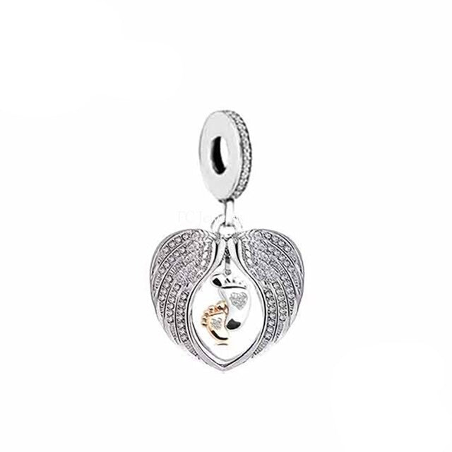Baby Feet Angel Wings Dangle Charm | GP CZ