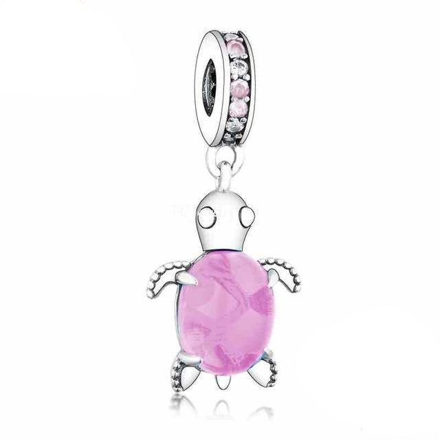 Pink Turtle Dangle Charm | CZ