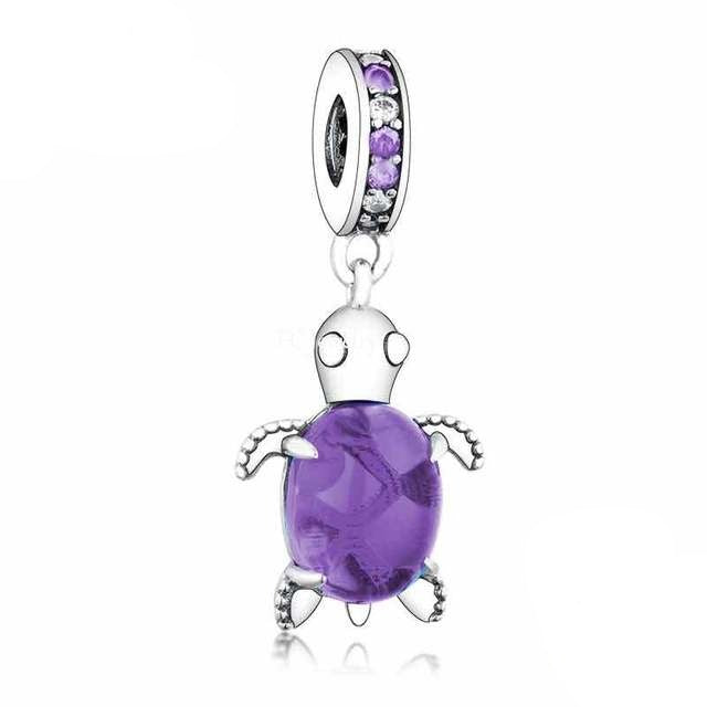Purple Turtle Dangle Charm | CZ