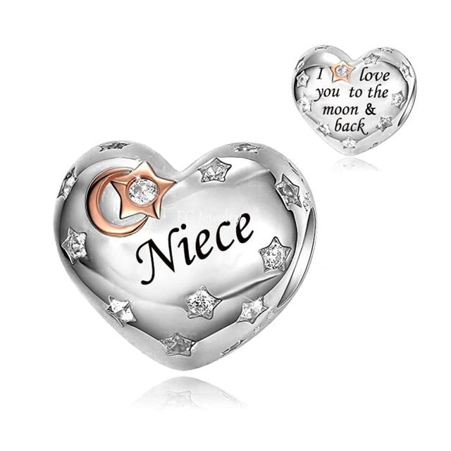 &quot;Niece&quot; Love You to the Moon and Back Charm | RGP CZ