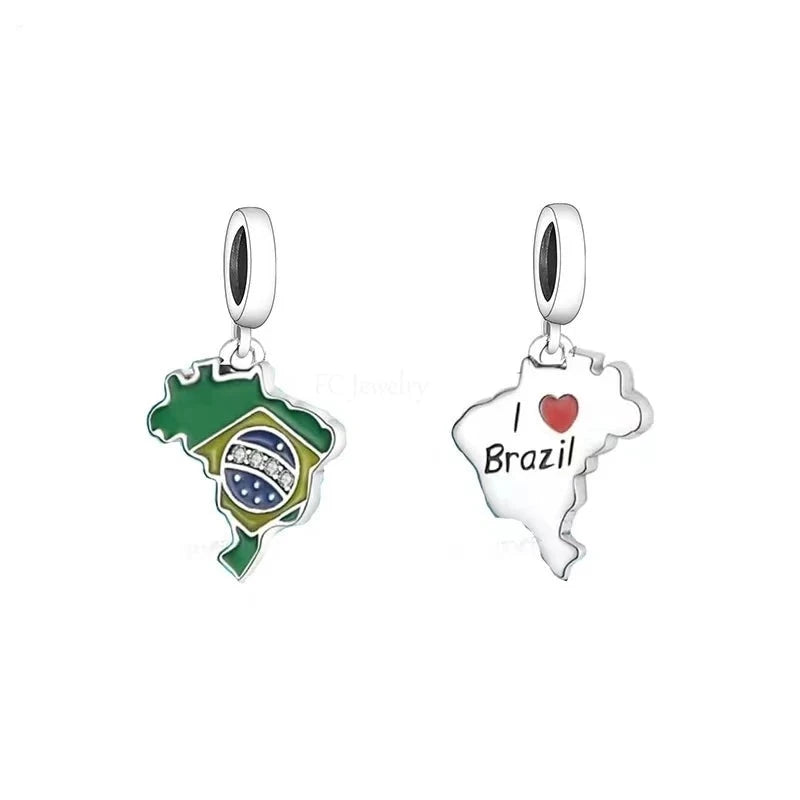 I Love Brazil Dangle Charm | CZ EN