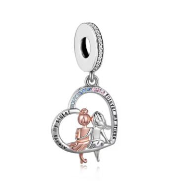 &quot;Always My Sister, Forever My Friend&quot; Dangle Charm | RGP CZ