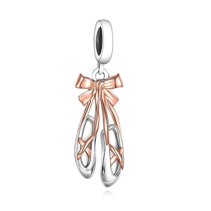 Two-Tone Ballet Shoes Dangle Charm | RGP