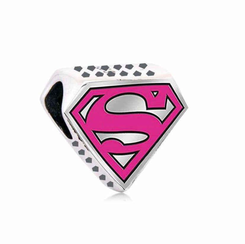 CharmSA Pink Super Woman Charm Fits Pandora Bracelets Sterling