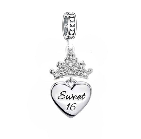 CharmSA Sweet 16 Dangle Charm Fits Pandora Bracelets Sterling