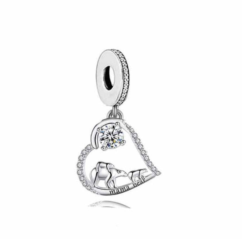 Momma Bear Dangle Charm | CZ