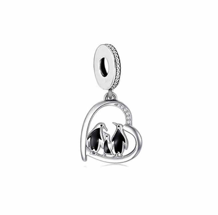 Penguin Family Dangle Charm | CZ