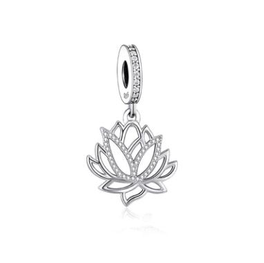 Lotus Flower Dangle Charm | CZ