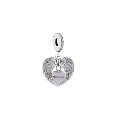 &quot;Mom &amp; Dad&quot; Dangle Charm | CZ