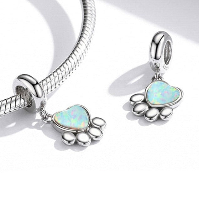 Opal Paw Dangle Charm