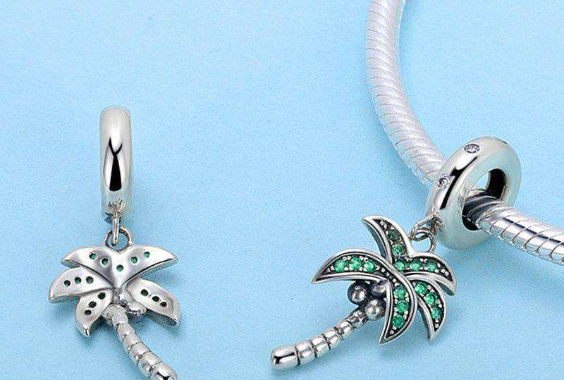 Pandora Compatible 925 sterling silver Coconut Tree Green CZ Charm From CharmSA Image 2