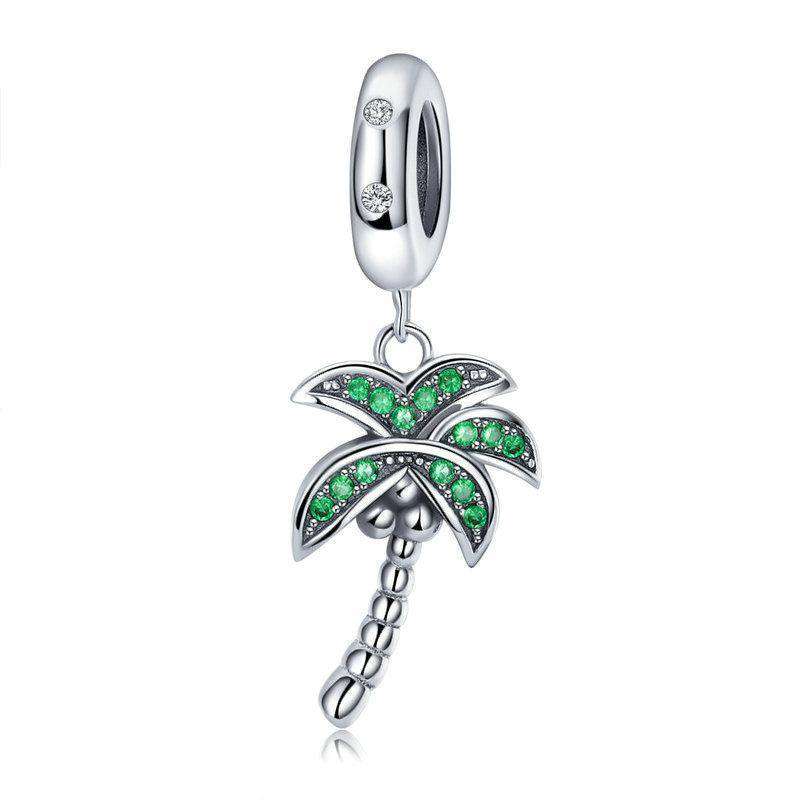 Pandora Compatible 925 sterling silver Coconut Tree Green CZ Charm From CharmSA Image 1