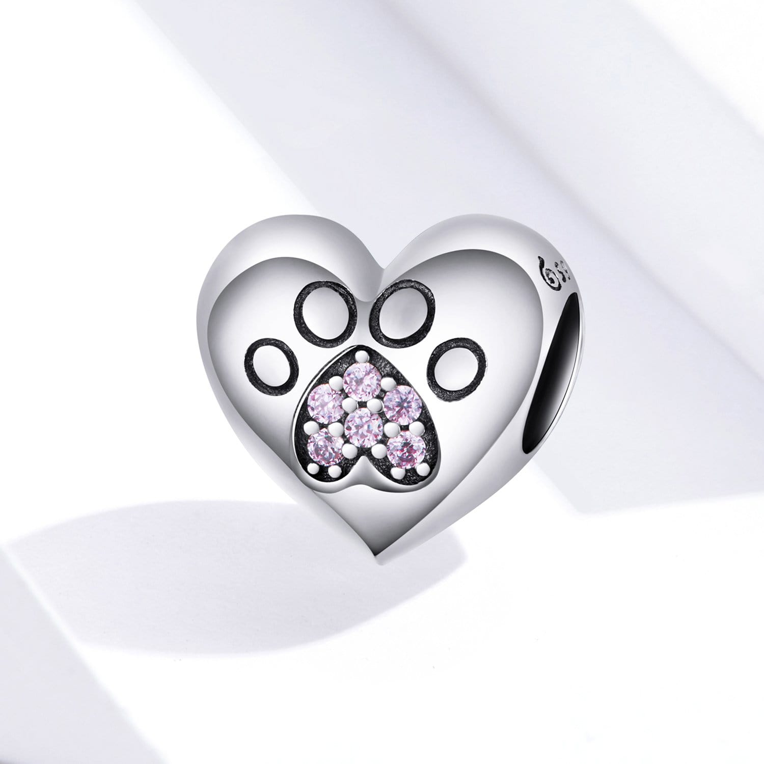 Pawprint Heart Charm | CZ