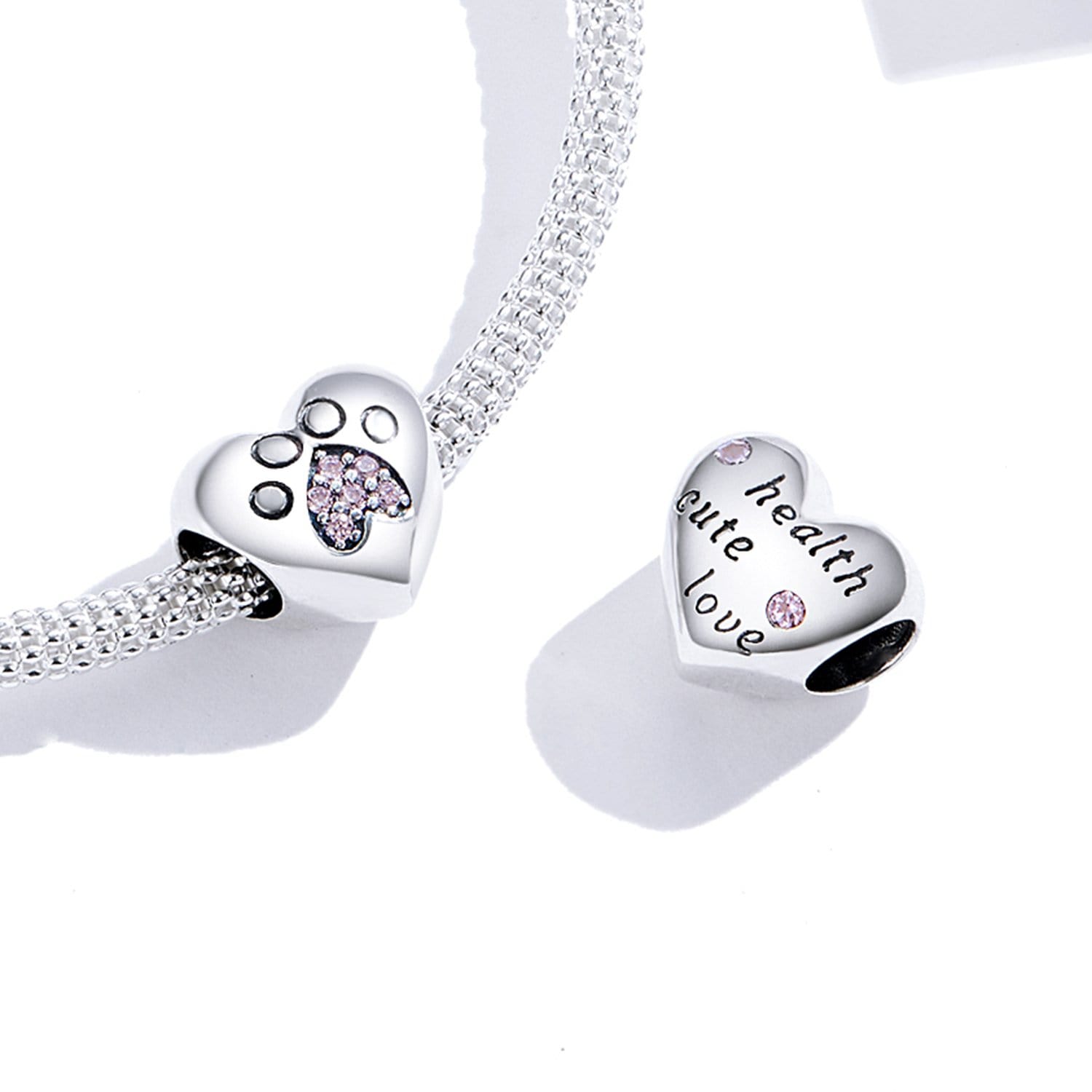 Pawprint Heart Charm | CZ