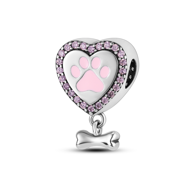 Paw &amp; Bone Dangle Charm | CZ EN