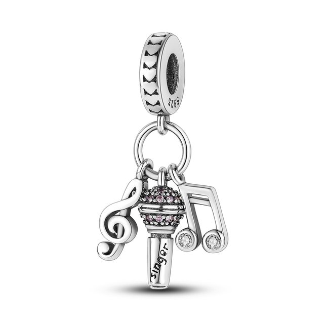 Rising Star Microphone Dangle Charm | CZ