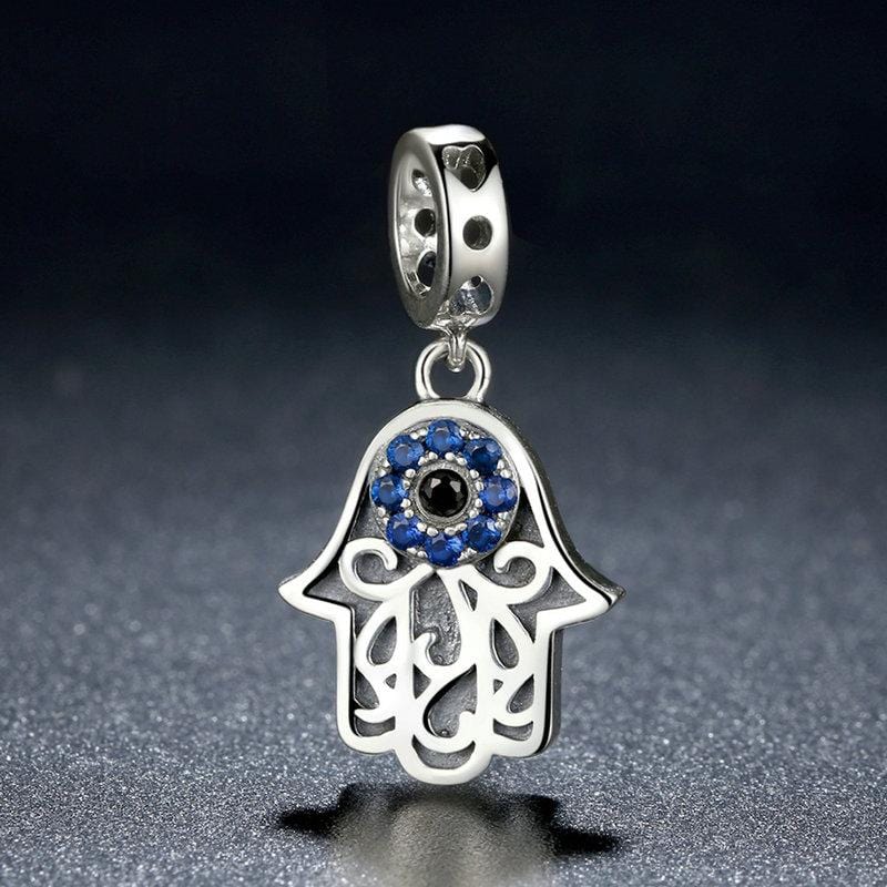 Baroque Hamsa Hand Protection Dangle Charm | CZ