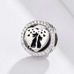 Pandora Compatible 925 sterling silver Cat Couples Love Heart Charm From CharmSA Image 3