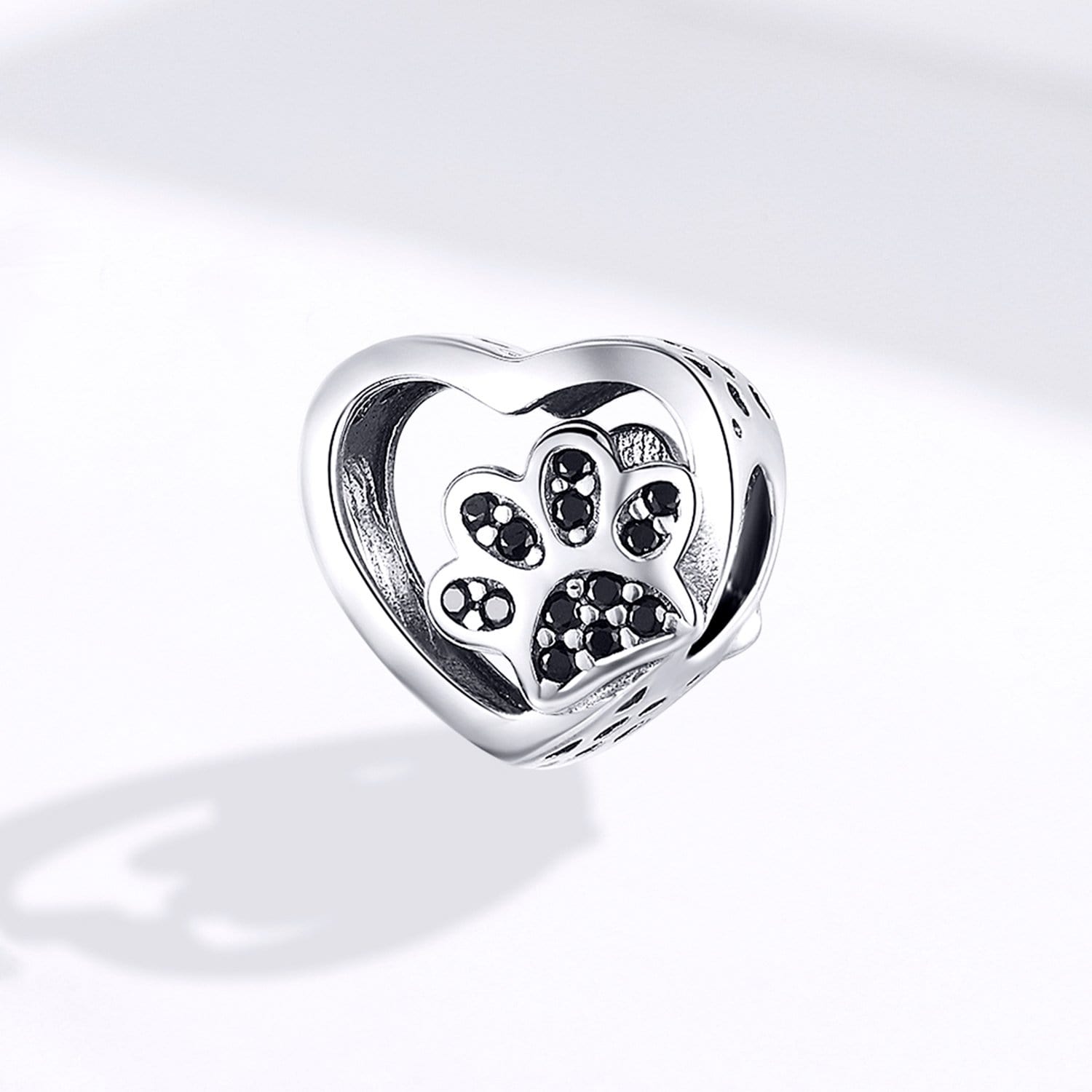 Black Pawsome Heart Charm | CZ