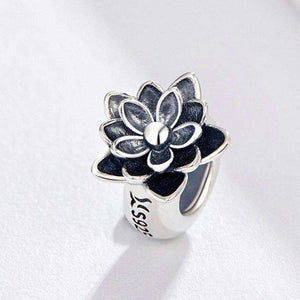 Pandora Compatible 925 sterling silver Black Flower Lotus Charm From CharmSA Image 3