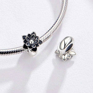 Pandora Compatible 925 sterling silver Black Flower Lotus Charm From CharmSA Image 4