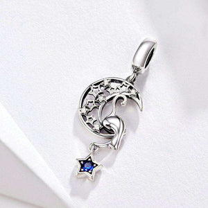 Pandora Compatible 925 sterling silver New Vintage Moon and Star Cat Dangle Charm From CharmSA Image 3