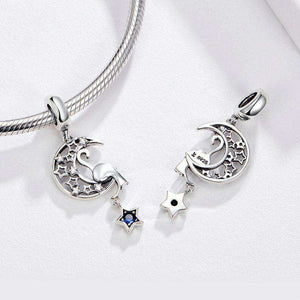 Pandora Compatible 925 sterling silver New Vintage Moon and Star Cat Dangle Charm From CharmSA Image 4