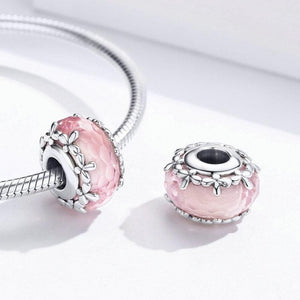 Pandora Compatible 925 sterling silver Pink Flower Glass Charm From CharmSA Image 4