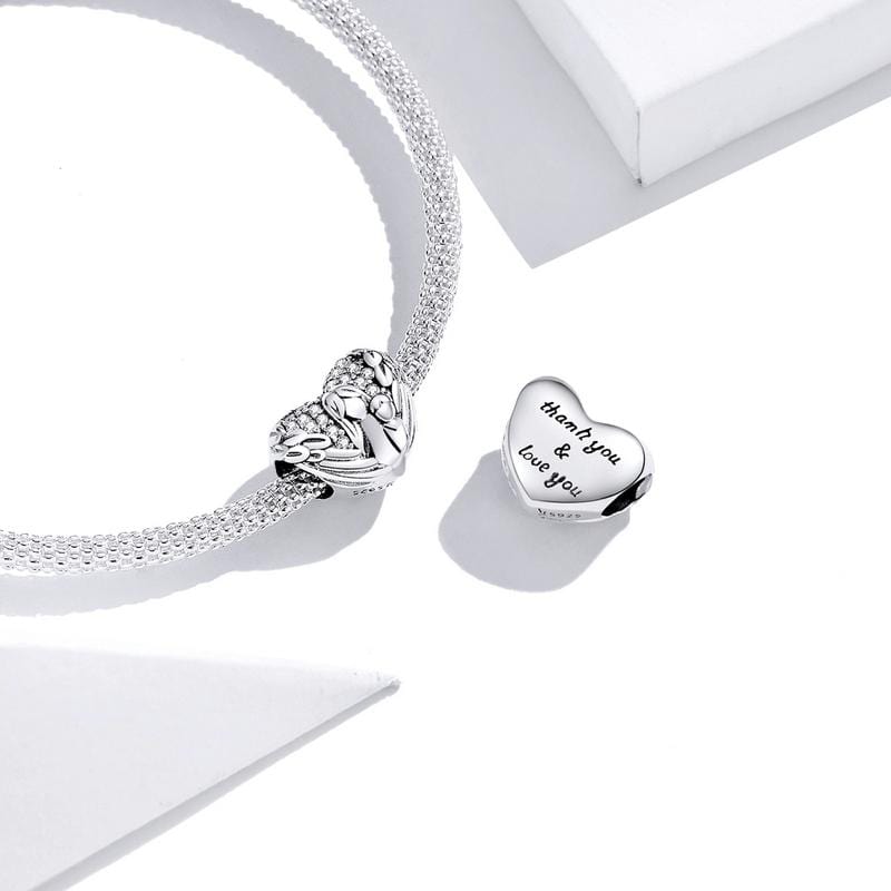 &quot;Thank You &amp; Love You&quot; Heart Charm | CZ