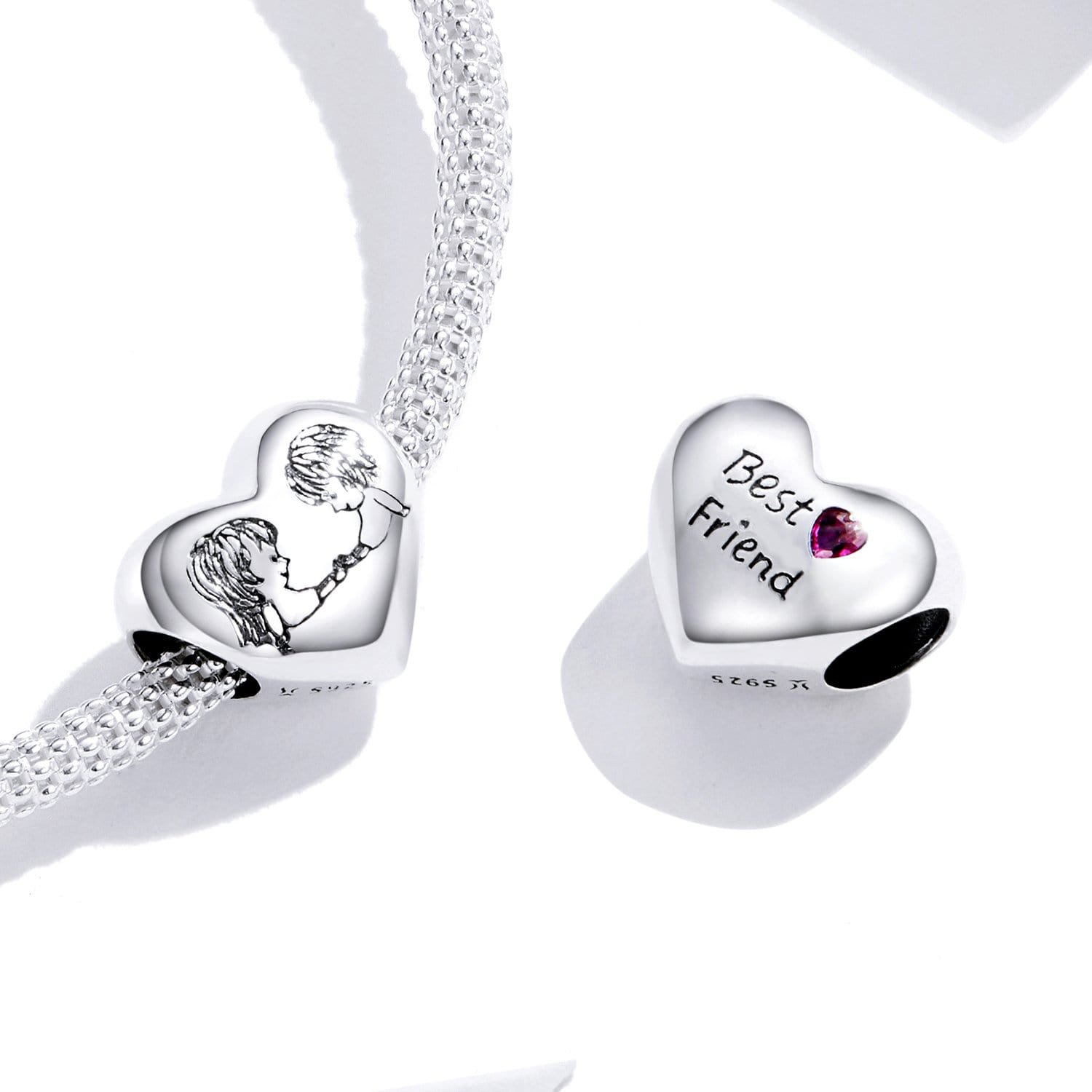 Best Friends Heart Charm